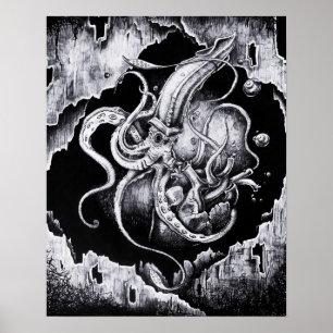 Póster Calamar amenazador