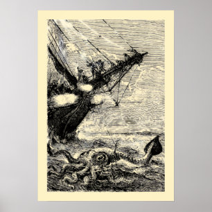 Póster Calamar gigante de 20000 leguas bajo el mar.