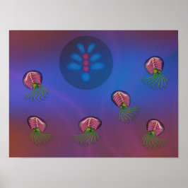 Póster Calamares espaciales y forma humana