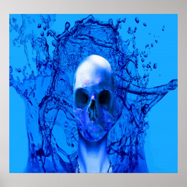 Póster Calavera azul alienígena (Frente)