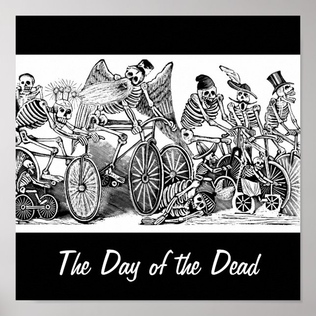 Póster Calavera Bicyclists alrededor de finales del siglo (Frente)