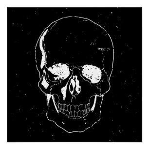 Póster Calavera blanca de Halloween con miedo