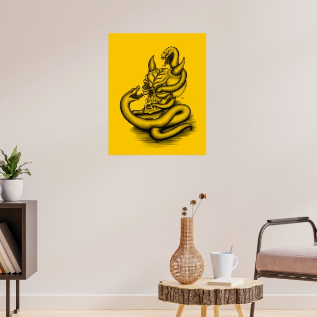 Póster Calavera - Cabeza de Diablo con Serpiente (Salón 3)