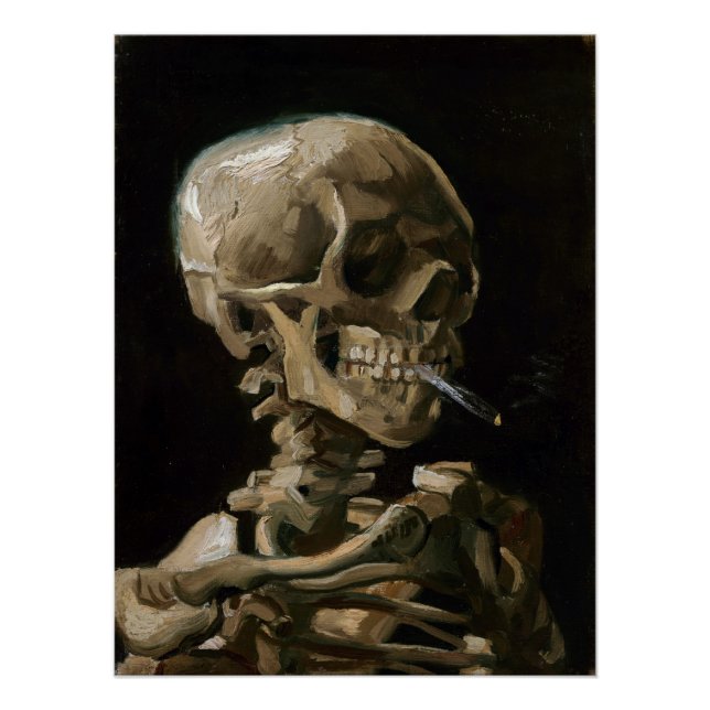 Póster Calavera con arte Vicente van Gogh (Anverso)