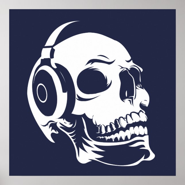 Póster Calavera con auriculares (Frente)