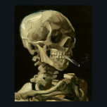 Póster Calavera con cigarrillo de Van Gogh Poster<br><div class="desc">Pinturas expresionistas de Van Gogh: Calavera con pintura de lienzos de cigarrillos en llamas</div>