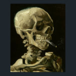 Póster Calavera con cigarrillo de Van Gogh Poster<br><div class="desc">Pinturas expresionistas de Van Gogh: Calavera con pintura de lienzos de cigarrillos en llamas</div>