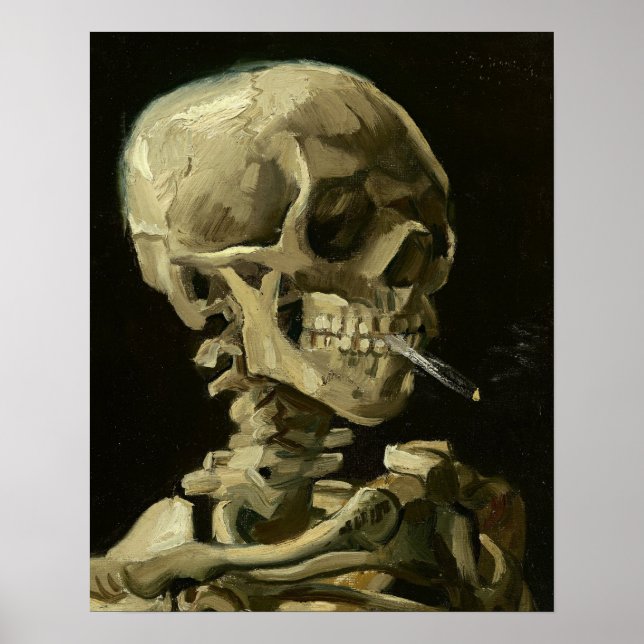 Póster Calavera con cigarrillo de Van Gogh Poster (Frente)