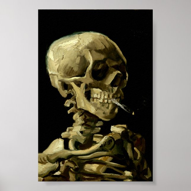 Póster Calavera con cigarrillo en llamas de Van Gogh (Frente)