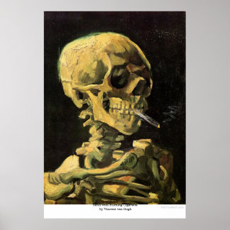 Póster Calavera con cigarrillo en llamas por Vincent van