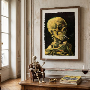 Póster Calavera con cigarrillo encendido de Vincent van G