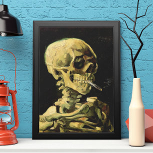 Póster Calavera con cigarrillo encendido de Vincent van G