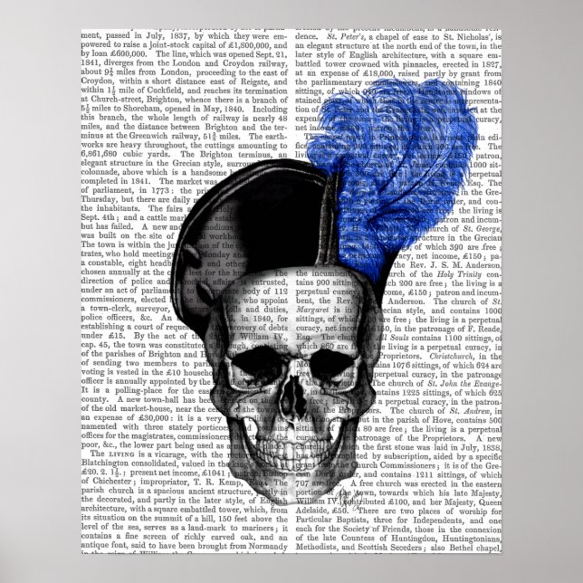Póster Calavera con Gorra azul (Frente)