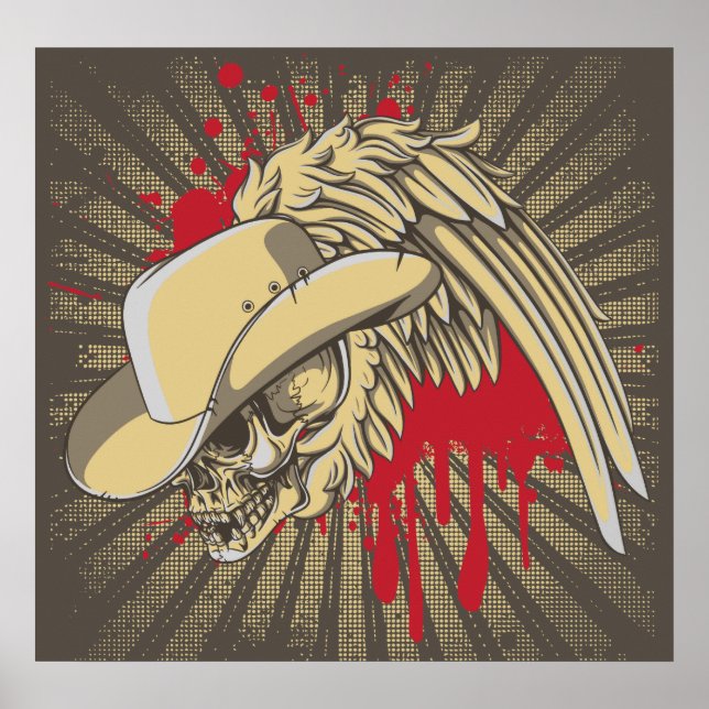 Póster Calavera con gorra y ala con personalizado poster (Frente)