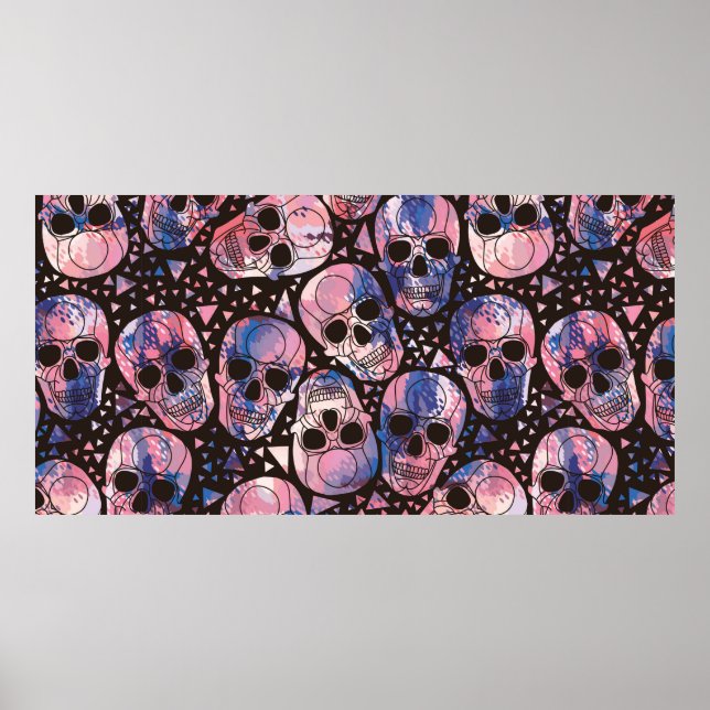 Póster Calavera con ornamento poligonal. Halloween. Sin i (Frente)