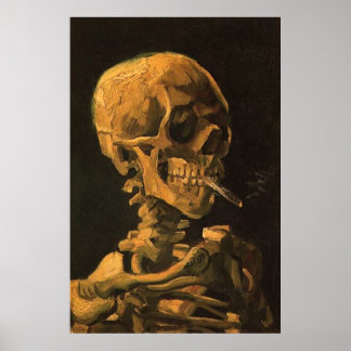 Póster Calavera con Poster de cigarrillos