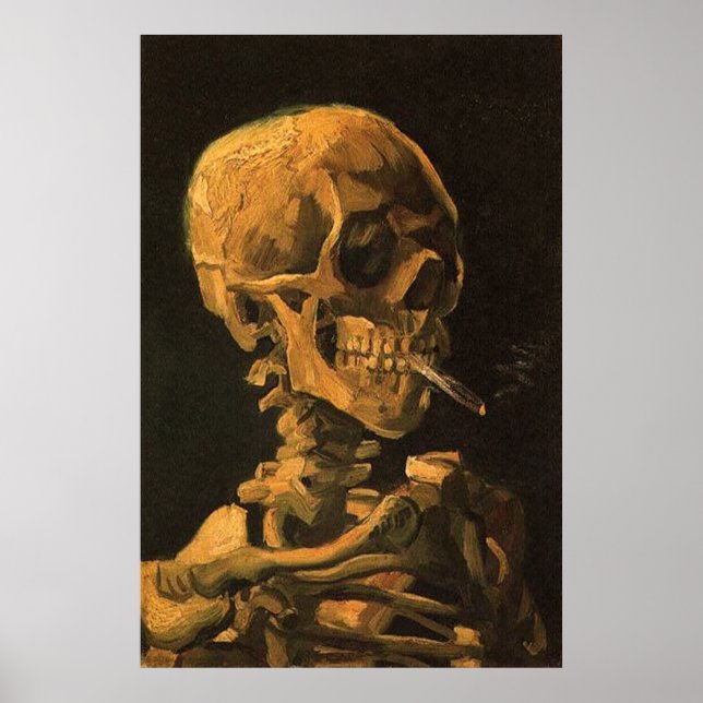 Póster Calavera con Poster de cigarrillos (Frente)