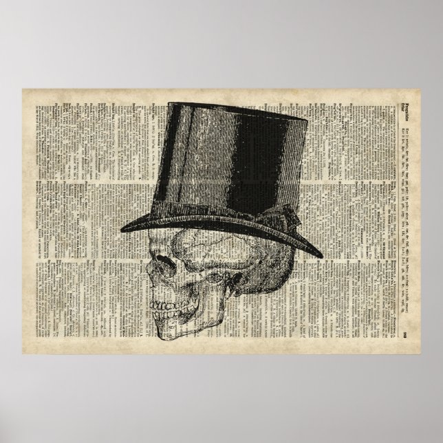 Póster Calavera con steampunk gorra (Frente)