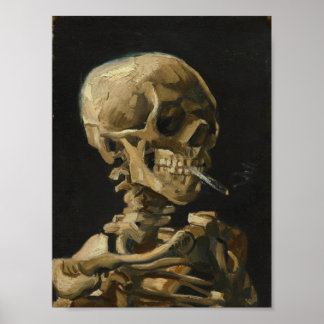 Póster Calavera con un cigarrillo en llamas de Van Gogh