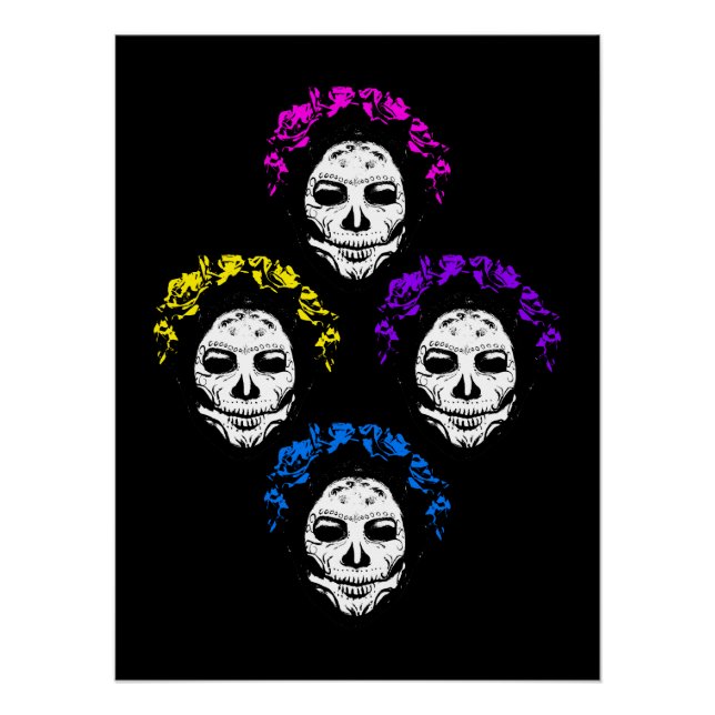 Póster Calavera Cráneos Estilo Arte Pop (Anverso)