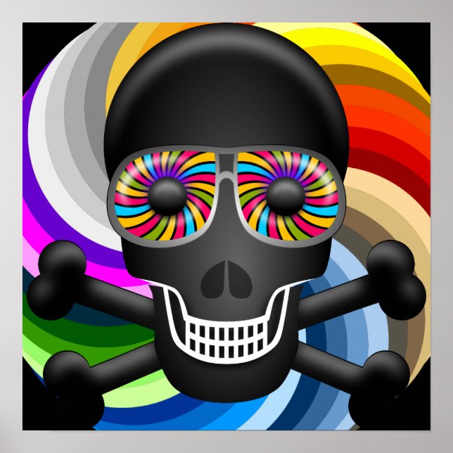 Póster Calavera de azúcar arcoiris (Frente)