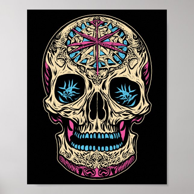 Póster Calavera de azúcar de Dia De Los Muertos (Frente)