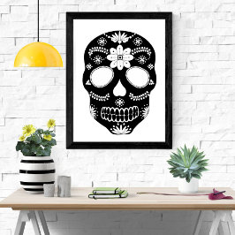 Póster Calavera De Azúcar En México Poster Blanco Y Negro