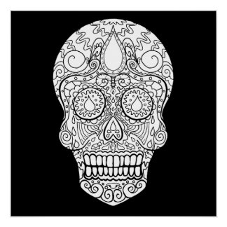 Póster Calavera de azúcar gota - Día de los muertos