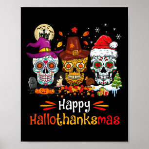 Póster Calavera de azúcar Hallothanksmas Halloween Día de