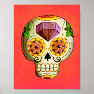 Póster Calavera de azúcar mexicana Dia Los Muertos