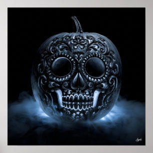 Póster Calavera de Azúcar Niebla Calabaza
