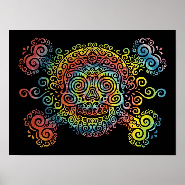 Póster Calavera de azúcar teñida (Frente)