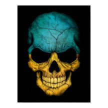 Calavera de bandera ucraniana en negro