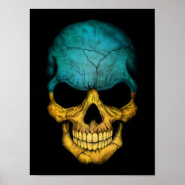 Póster Calavera de bandera ucraniana en negro