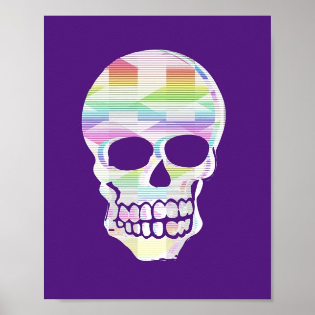Póster Calavera de brillo de color (Frente)