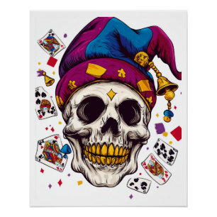 Póster Calavera de Bufón Bromista