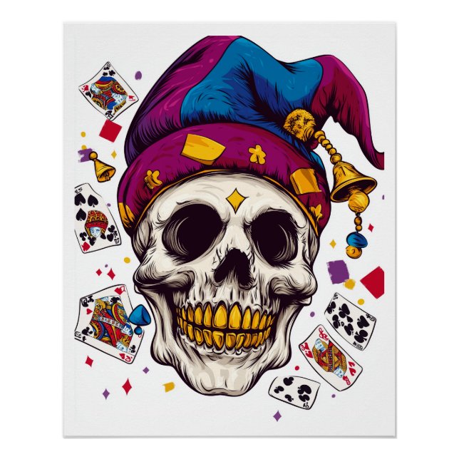 Póster Calavera de Bufón Bromista (Anverso)