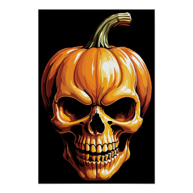 Póster Calavera de Calabaza Ardiente para Halloween (Anverso)
