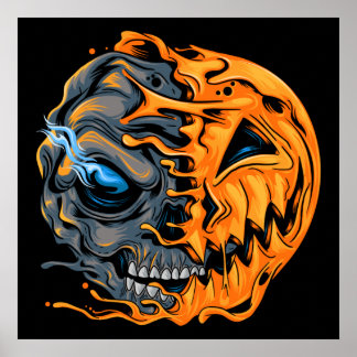 Póster Calavera de calabaza de fusión