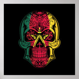 Póster Calavera De Camerún Y Bandera De Los Rosas