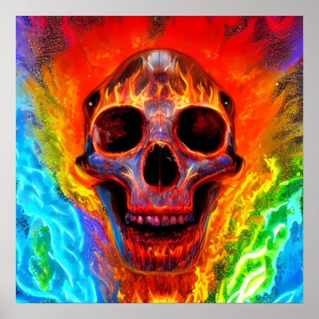 Póster Calavera de color (Frente)