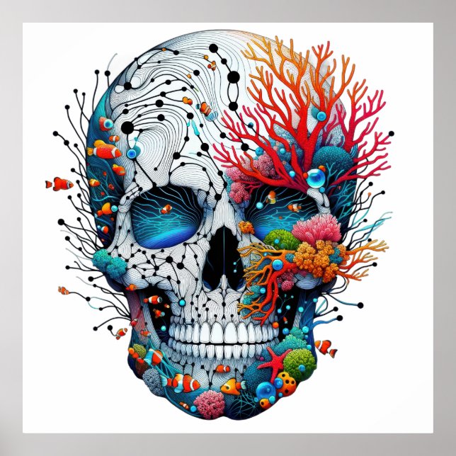 Póster Calavera de coral oceánica (Frente)