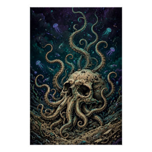 Póster Calavera de Cthulhu: Profundo Uno en Ascenso