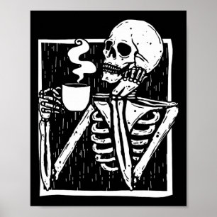 Póster Calavera de esqueleto de café de Halloween