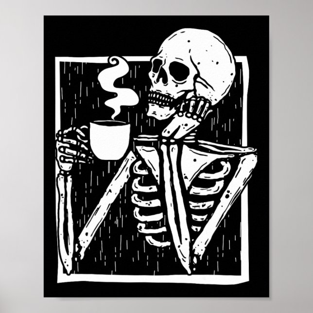 Póster Calavera de esqueleto de café de Halloween (Frente)