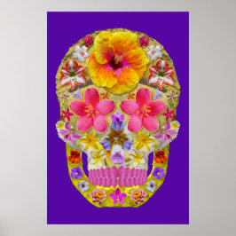 Póster Calavera de flores 4 - Tropical