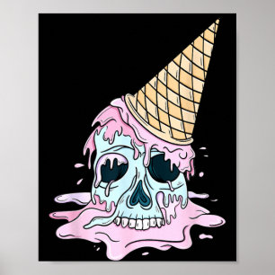 Póster Calavera de helado espeluznante linda gótica paste