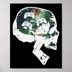Póster Calavera de jugador de videojuegos divertidos homb