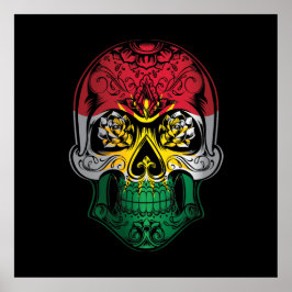 Póster Calavera de Kurdistán Y Bandera De Los Rosas