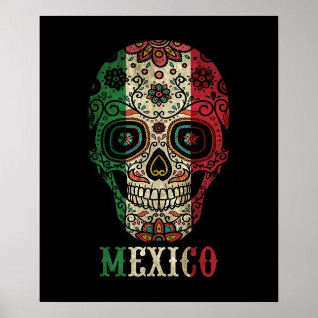 Póster Calavera de la bandera de México (Frente)